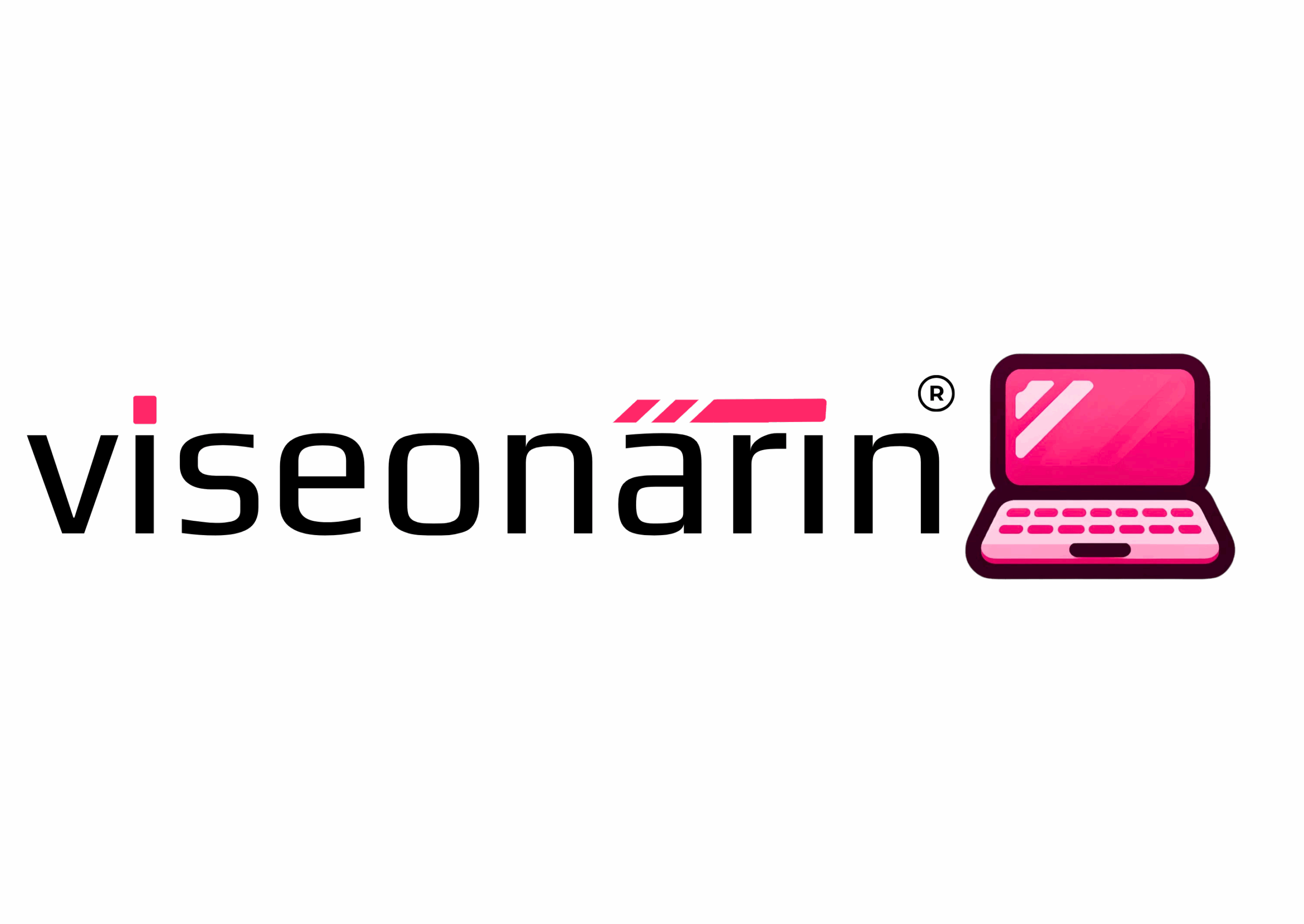 Pinker Laptop und Schriftzug "viSEOnärin" als symbolische Darstellung für Dienstleistung GEO-Contentstrategie