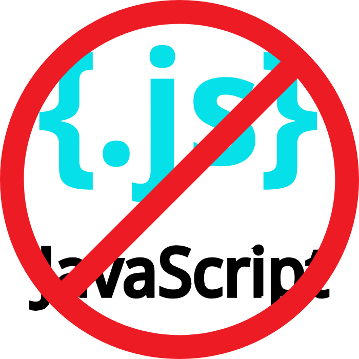 Durchgestrichenes JavaScript-Symbol als Zeichen dafür, dass JavaScript Inhalte unsichtbar für KI-Suchmaschinen machen kann